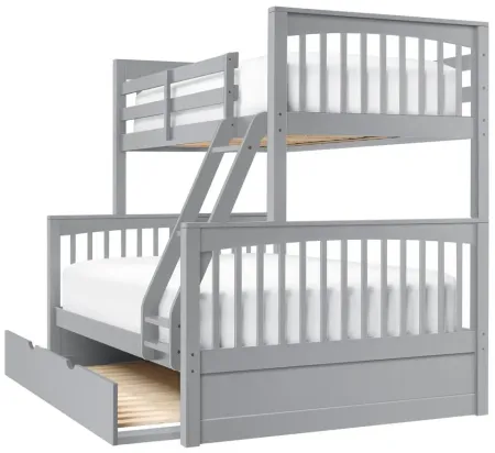 Jordan Twin-Over-Full Bunk Bed w/ Trundle in Gray by Hillsdale Furniture