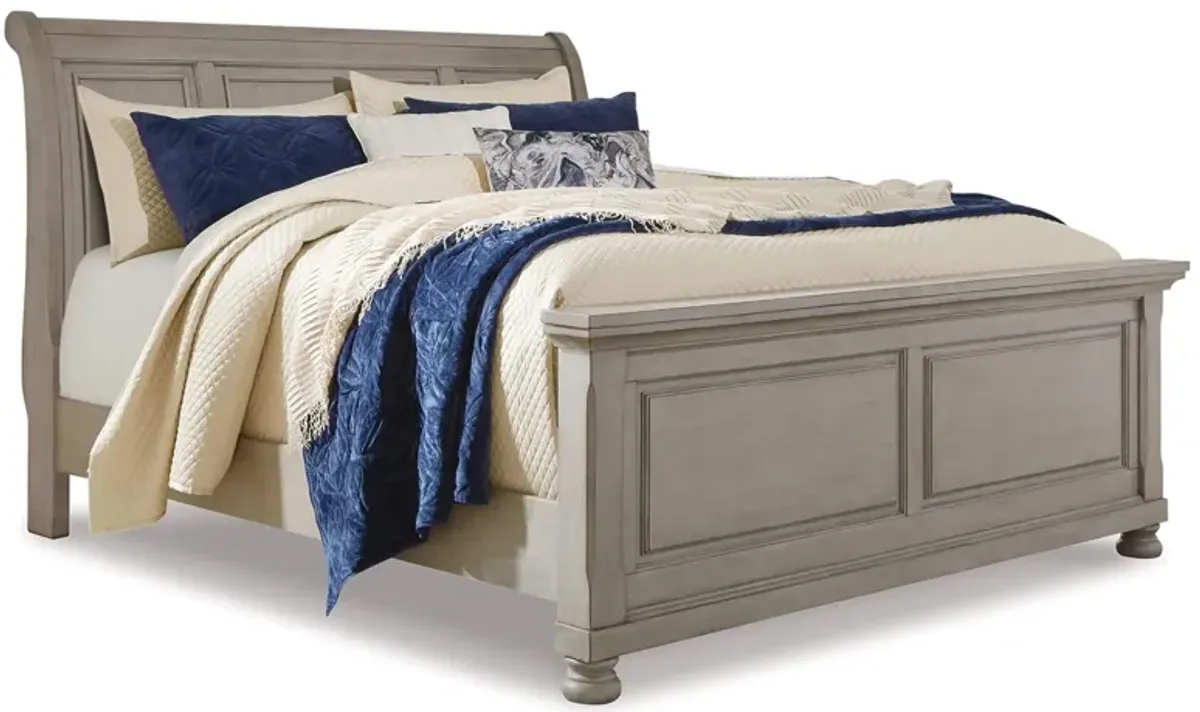 Lettner Sleigh Bed in Light Gray by Ashley Furniture