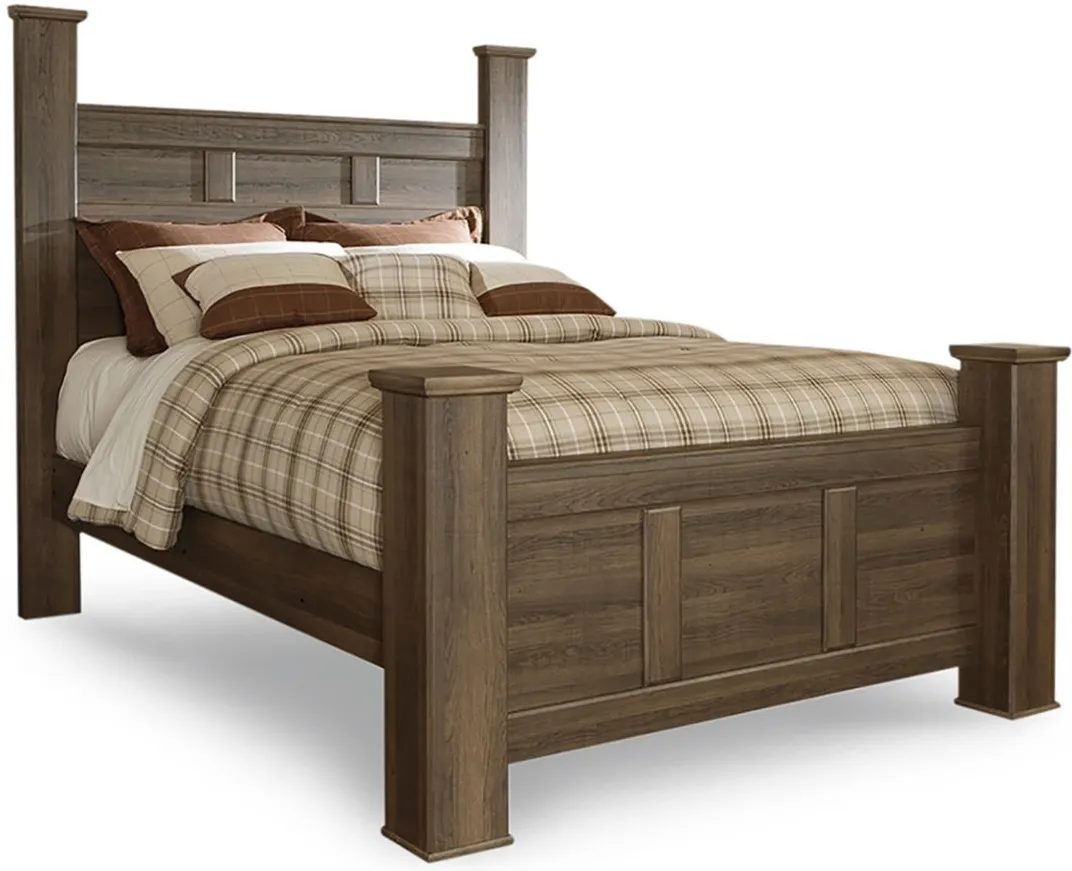 Juararo Queen Poster Bed in Dark Brown by Ashley Furniture