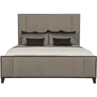 Linea King Panel Bed in Cerused Charcoal by Bernhardt