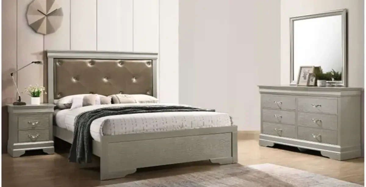 Lorana 4-pc. Upholstered Bedroom Set in Champagne by Glory Furniture