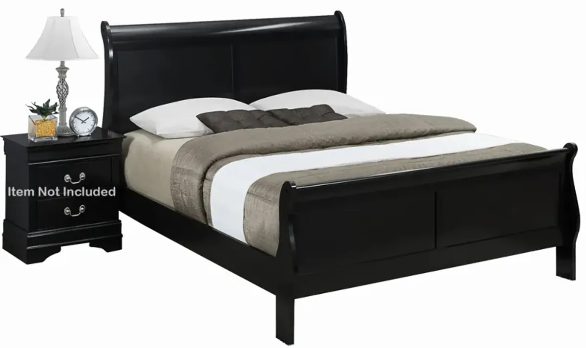 Louis Phillip Sleigh Bed in Black by Crown Mark