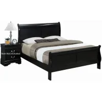 Louis Phillip Sleigh Bed in Black by Crown Mark
