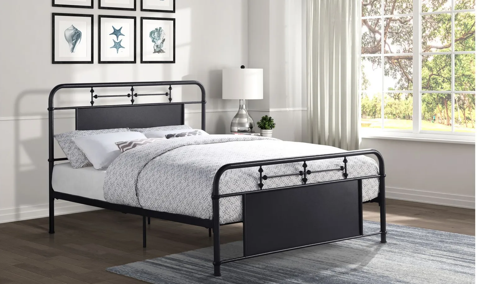 Gossamer Metal Platform Bed in Mottled Silver by Homelegance