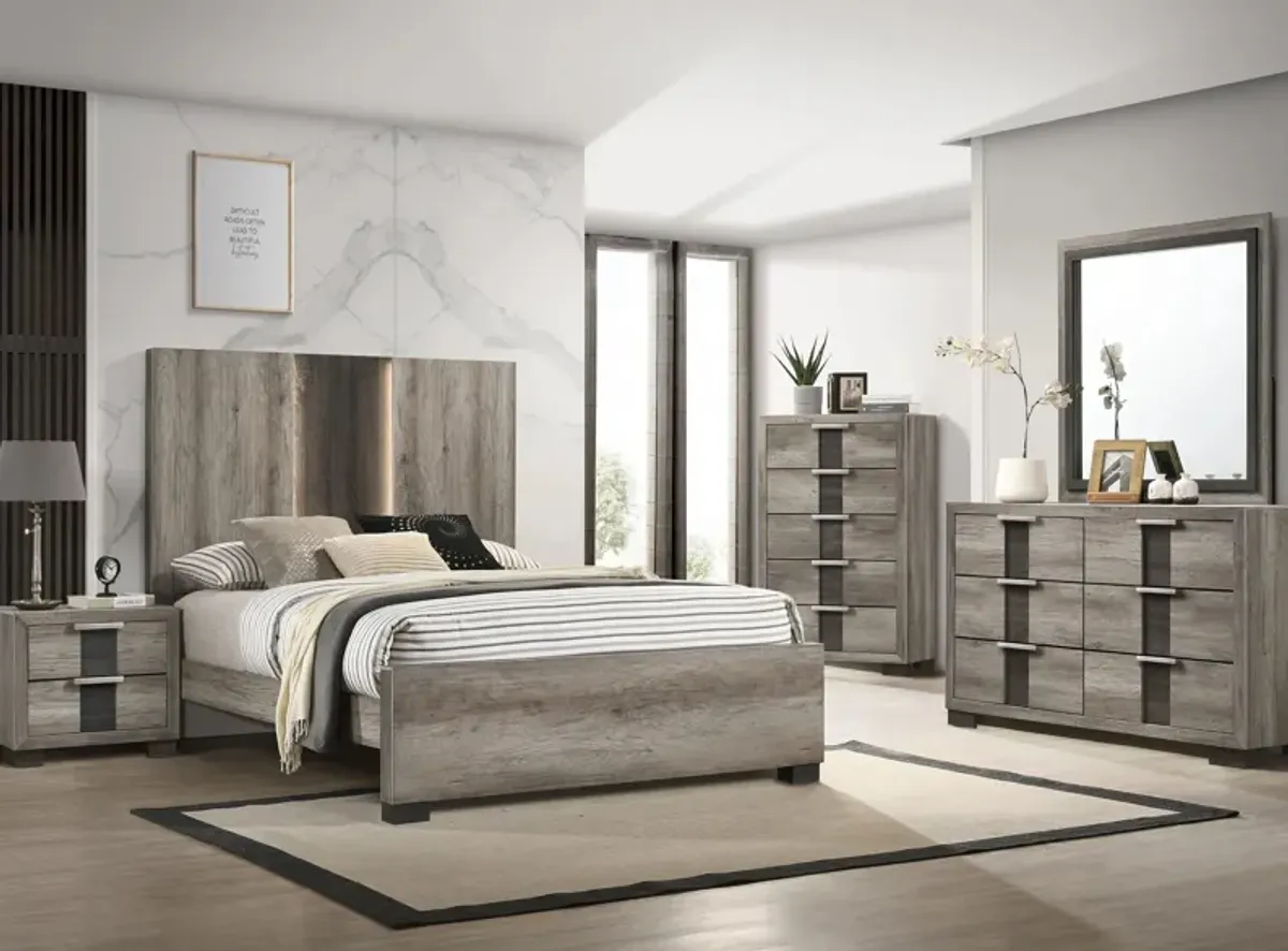 Rangley 5-Pc Queen Bedroom Set in Paper - Gray / Brown 2-Tone by Crown Mark