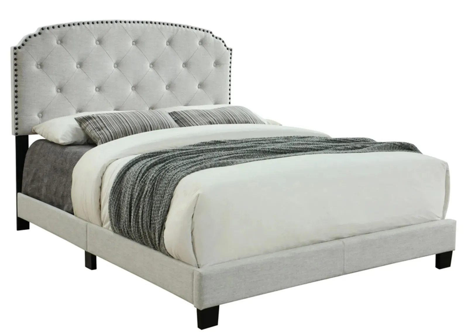 Olivia Upholstered Bed in Off White by Bernards Furniture Group