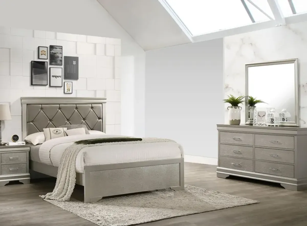 Amalia 4-pc. Bedroom Set in Champagne Silver by Crown Mark