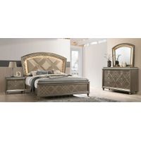Cristal 4-pc. Bedroom Set in Gold by Crown Mark