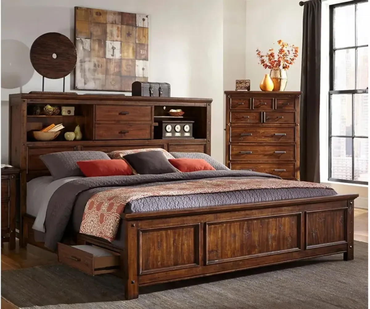 Wolf Creek Queen Bookcase Storage Bed