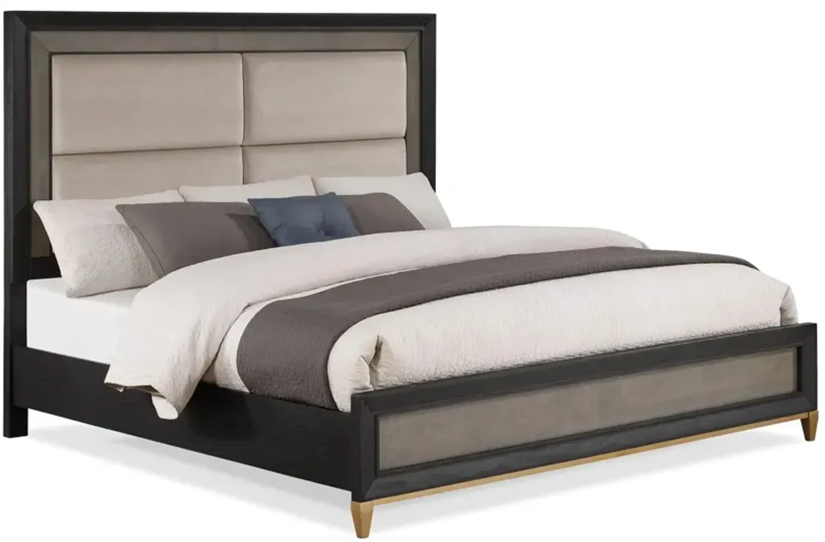 Payson Bed in Charcoal Black/Light Khaki by Crown Mark