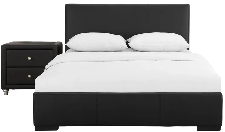 Hindes Platform Bed with 1 Nightstand in Black by CAMDEN ISLE