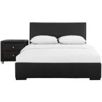 Hindes Platform Bed with 1 Nightstand in Black by CAMDEN ISLE