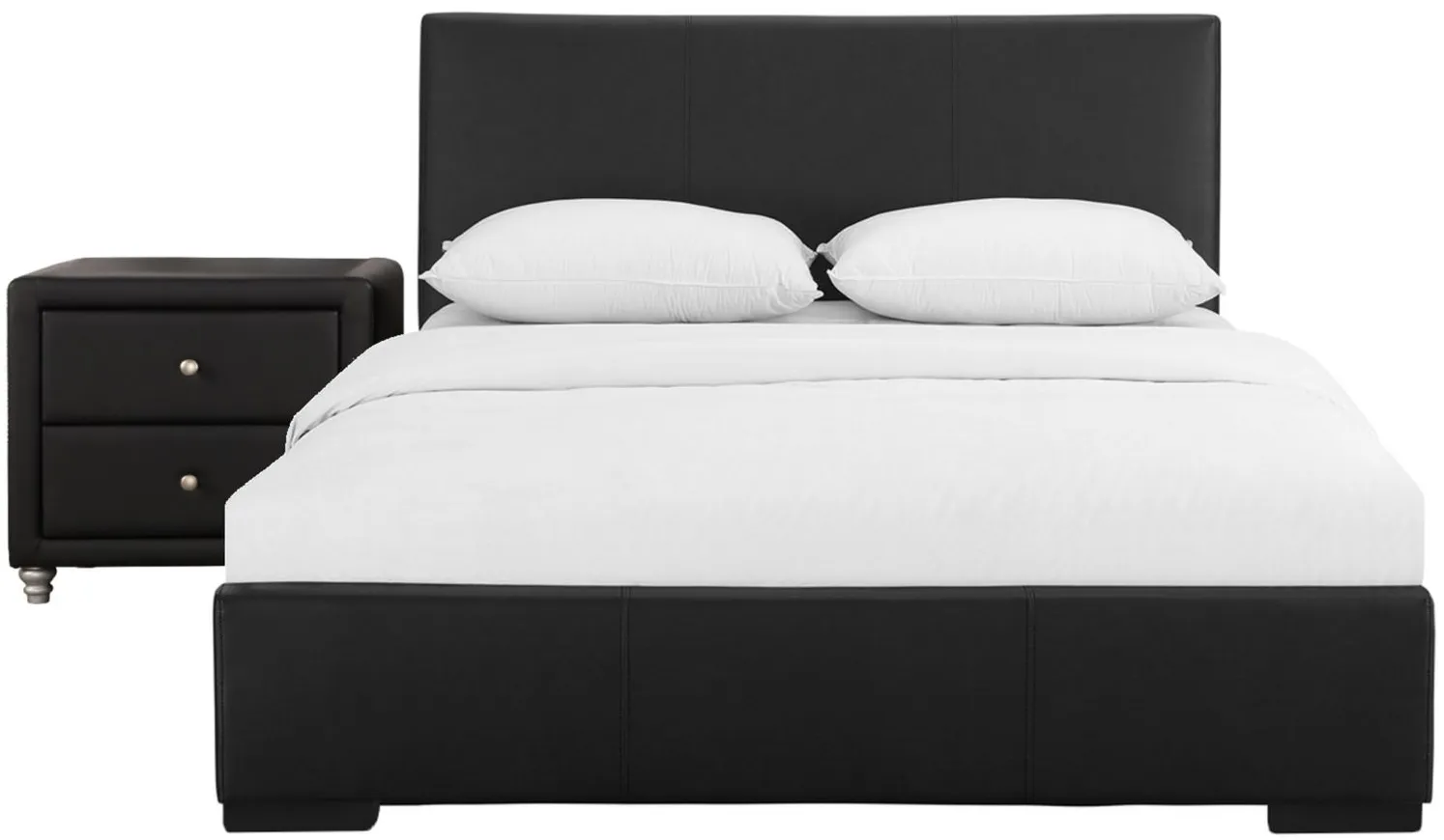 Hindes Platform Bed with 1 Nightstand in Black by CAMDEN ISLE