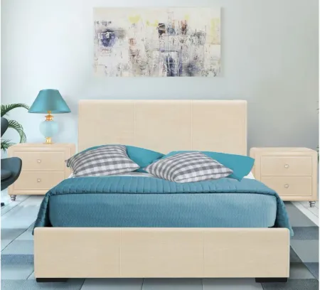 Hindes Platform Bed with 1 Nightstand in Beige by CAMDEN ISLE