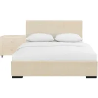 Hindes Platform Bed with 1 Nightstand in Beige by CAMDEN ISLE