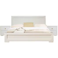 Trent Platform Bed with 2 Nightstands in White by CAMDEN ISLE