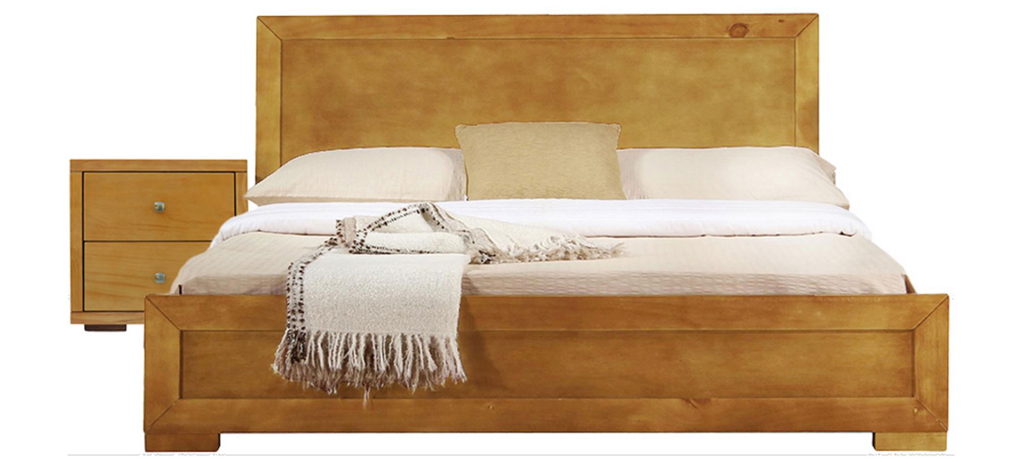 Trent Wooden Platform Bed with 1 Nightstand