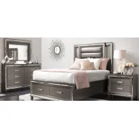 Selena 4-pc. Platform Bedroom Set w/ Storage Bed in Champagne Gray by Bellanest