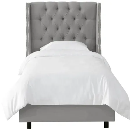 Milton Wingback Bed in Linen Gray by Skyline