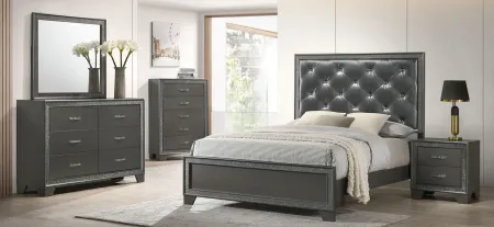 Kaia 5-Pc King Bedroom Set in Mocha Silver/ Dark Gray by Crown Mark