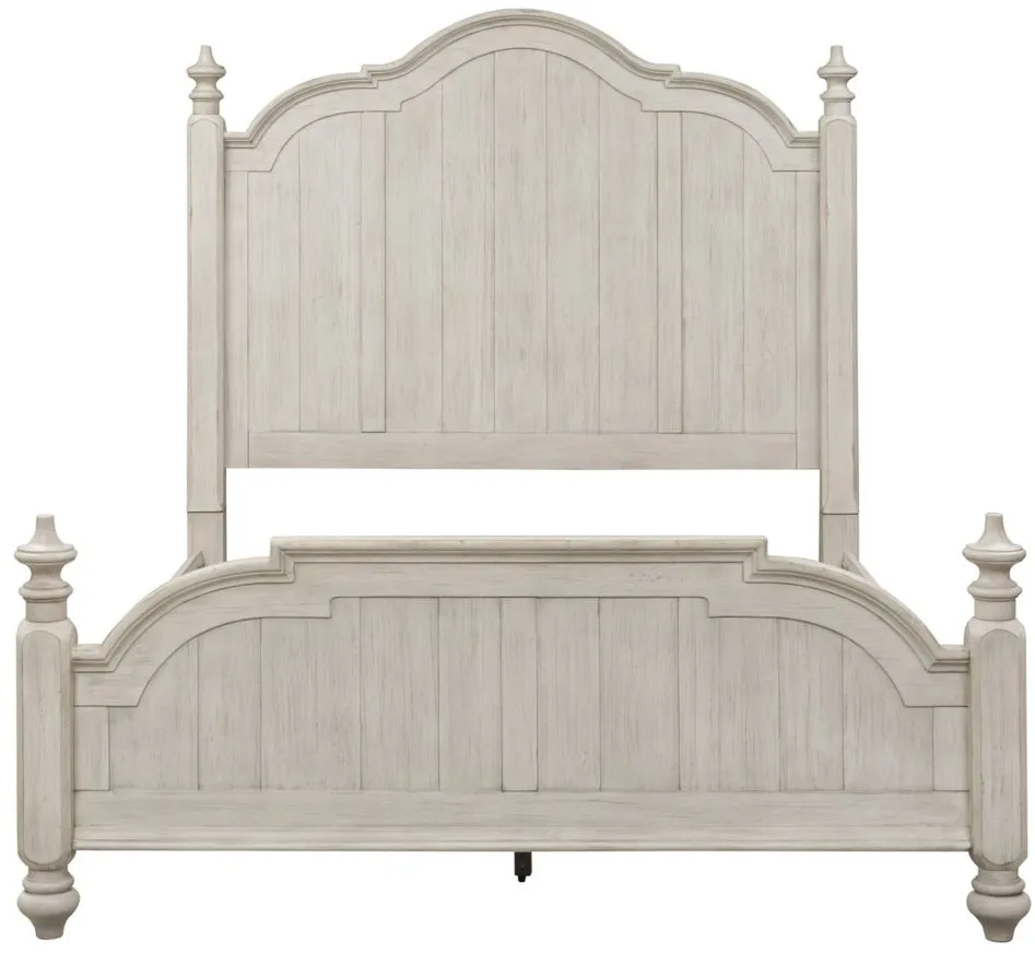 Farmhouse Reimagined 4-pc. Poster Bedroom Set w/ Drawer Nightstand in White by Liberty Furniture