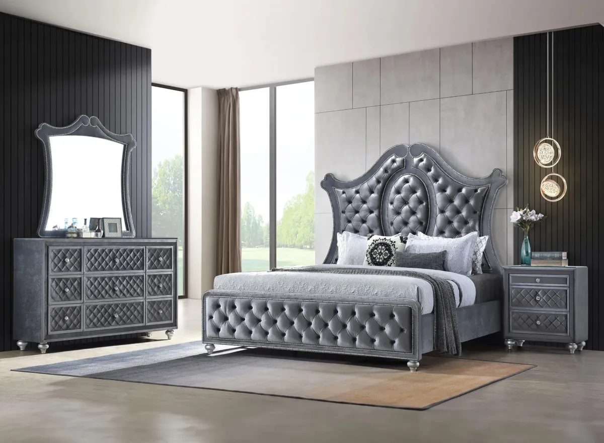 Cameo 4-pc King Bedroom Set in HS Silver by Crown Mark