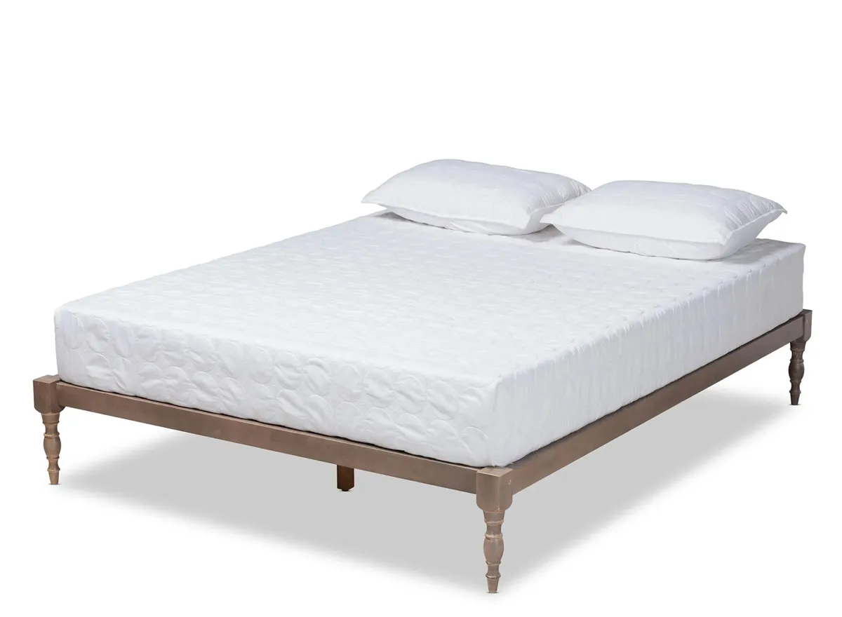 Iseline Full Size Platform Bed Frame in Antique Oak by Wholesale Interiors