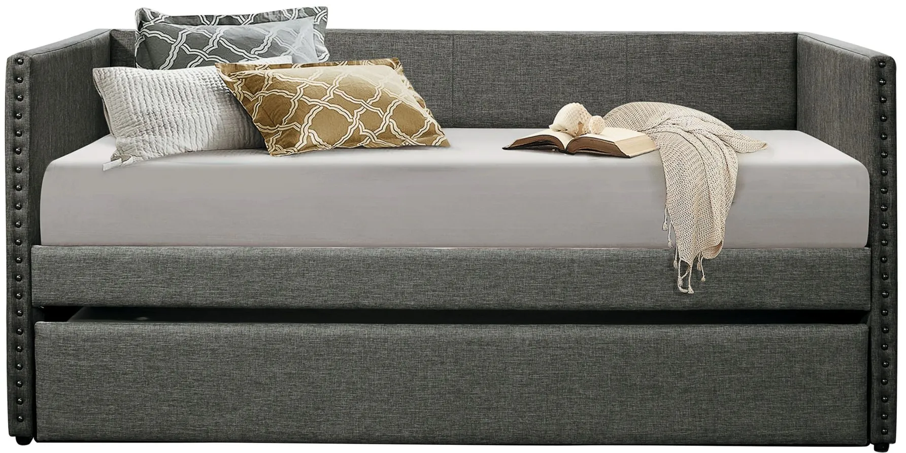 Tia Twin Daybed with Trundle in Gray by Homelegance