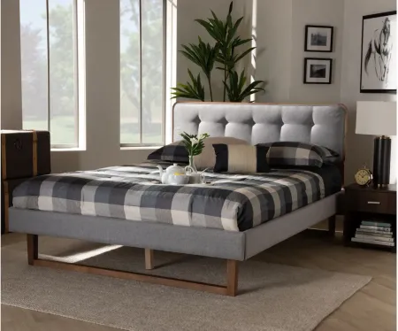 Sofia Mid-Century Full Size Platform Bed in Grey/Ash Walnut Brown by Wholesale Interiors