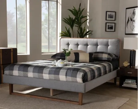 Sofia Mid-Century Queen Size Platform Bed in Walnut by Wholesale Interiors