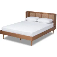 Rina Mid-Century Platform Bed with Wrap-Around Headboard in Ash by Wholesale Interiors