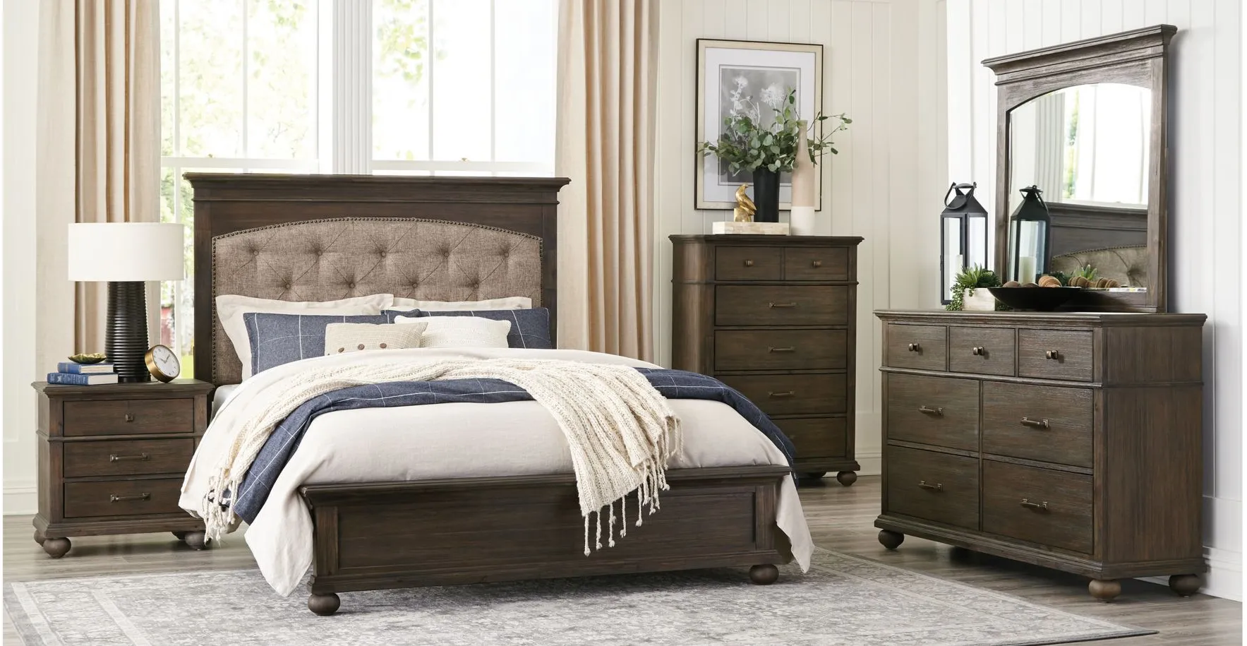 Rheit Bed in Wire-Brushed Rustic Brown by Homelegance