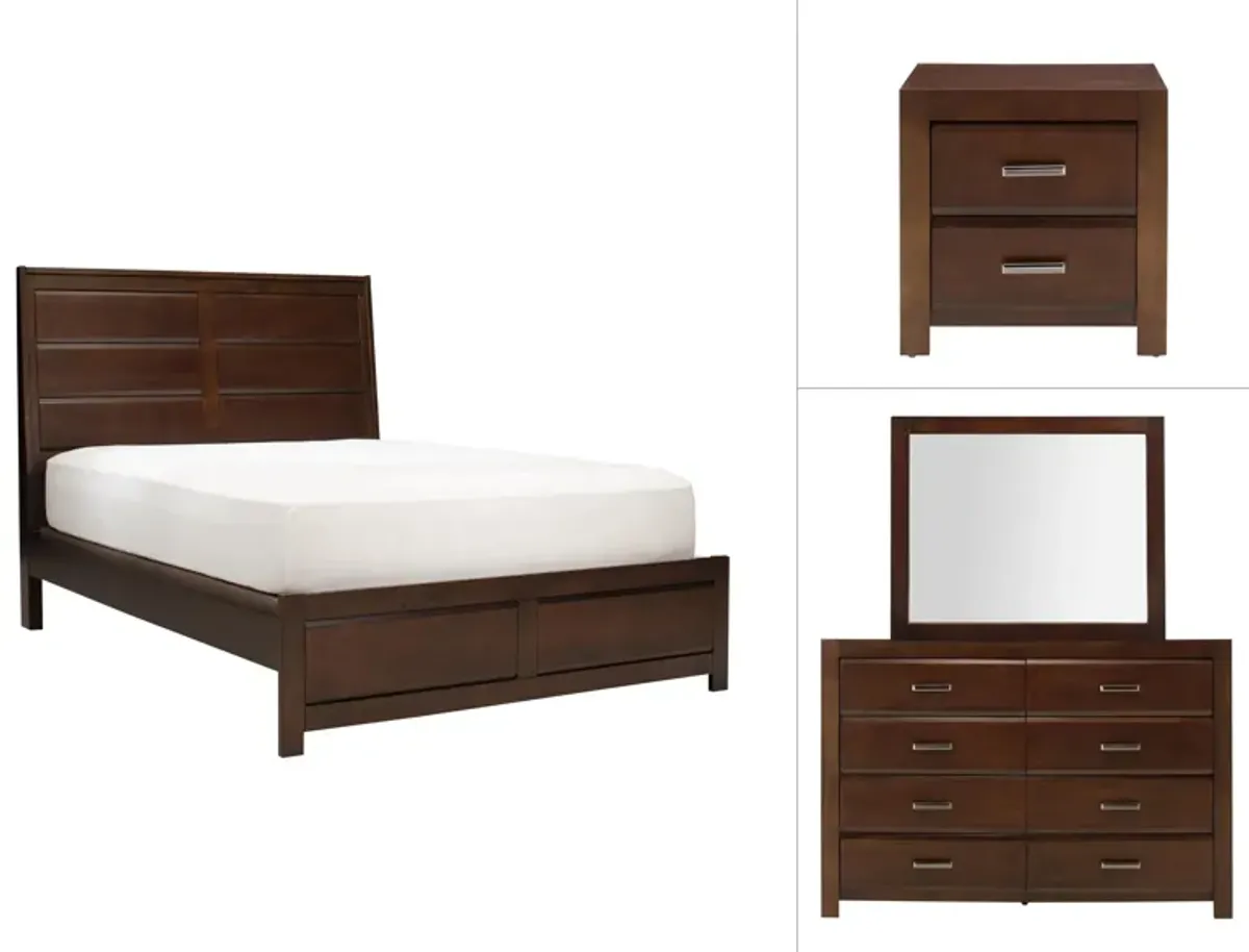 Reggio 4-pc Bedroom Set in Walnut by Bellanest