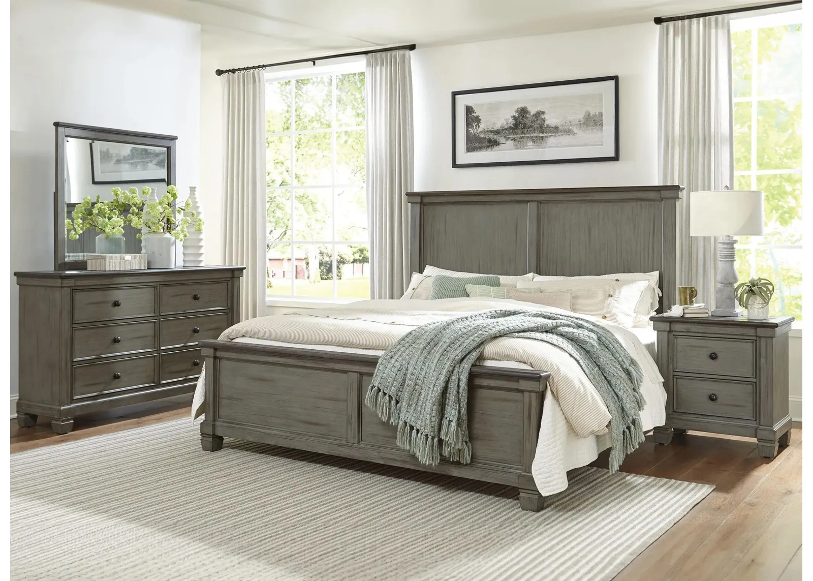 Andover 4-pc Bedroom Set in Coffee and Antique Gray by Bellanest