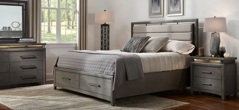 San Clemente 4pc. Platform Storage Bedroom Set in Gray by Davis Intl. by Raymour & Flanigan