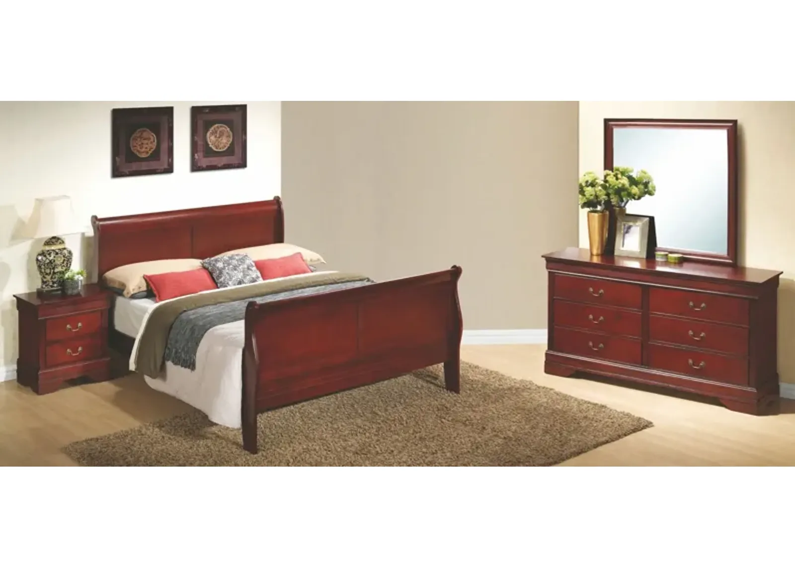 Rossie 4-pc. Bedroom Set in Cherry by Glory Furniture