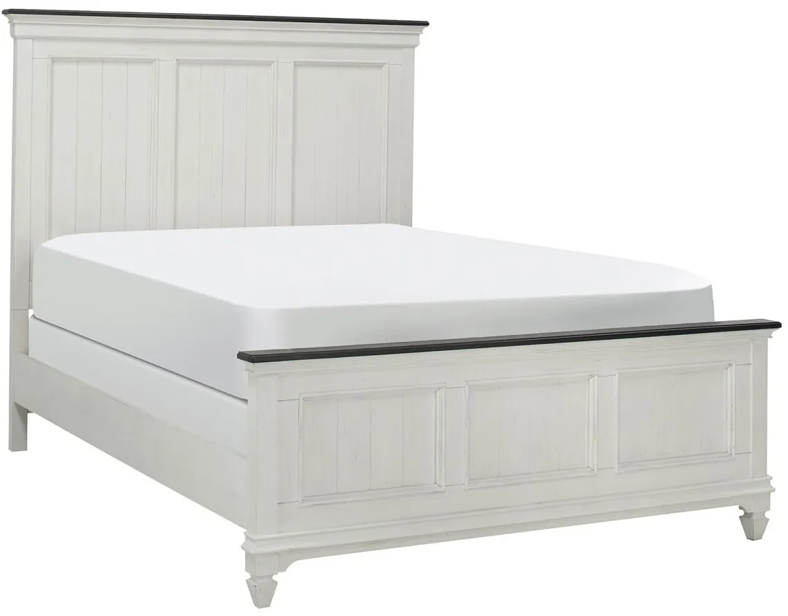 Shelby Bed in Wirebrushed White with Charcoal Tops by Liberty Furniture