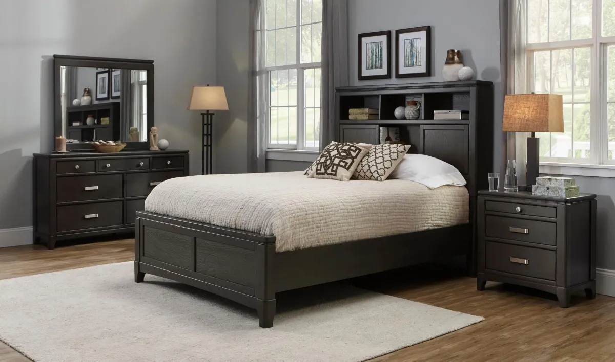 Drayton 4-pc. Bedroom Set in Dark Gray by Bellanest