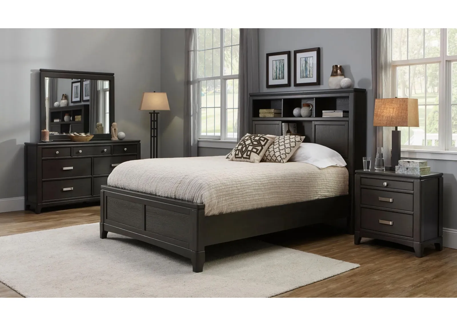 Drayton 4-pc. Bedroom Set in Dark Gray by Bellanest