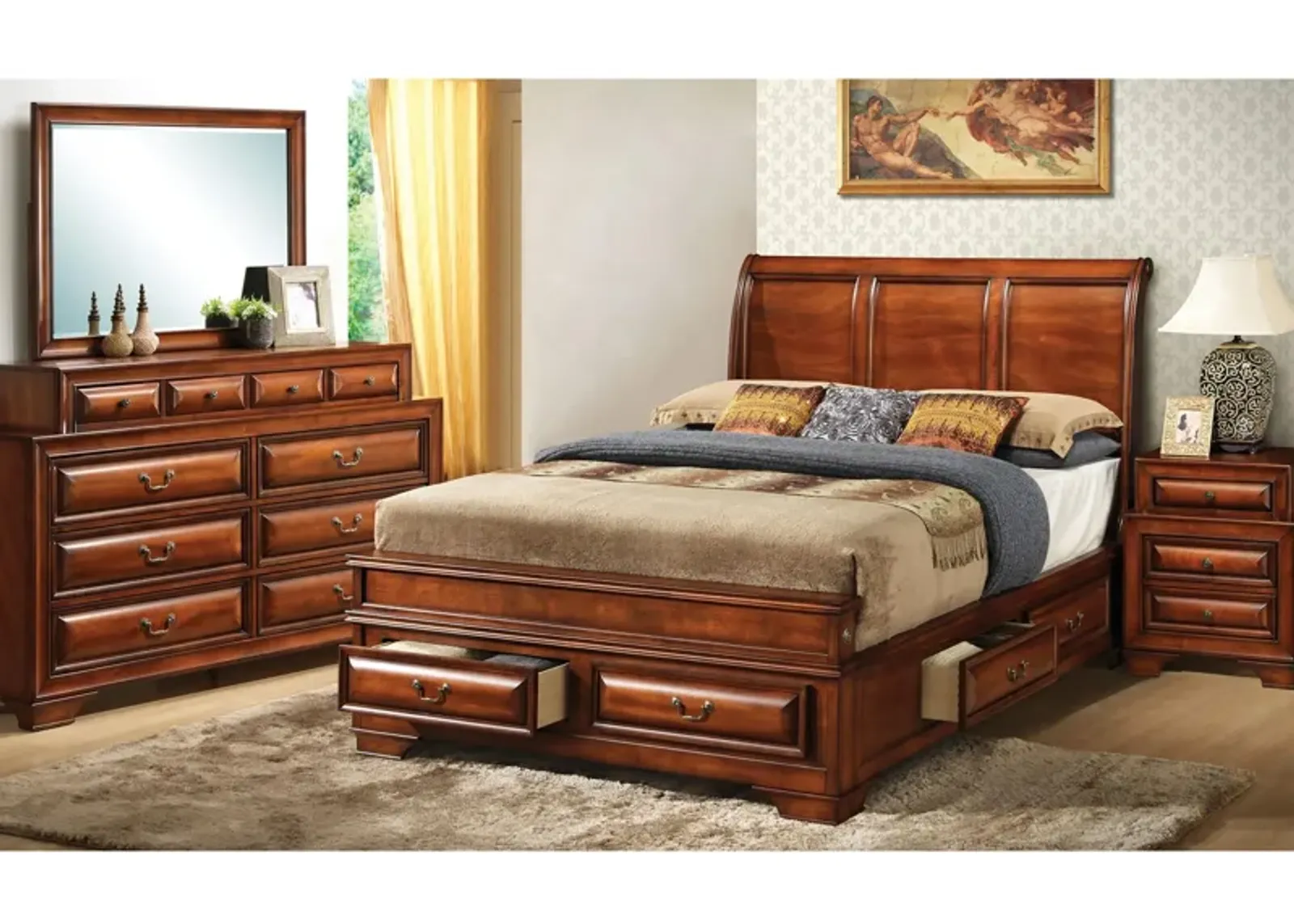 Sarasota 4-pc. Storage Bedroom Set in Brown by Glory Furniture