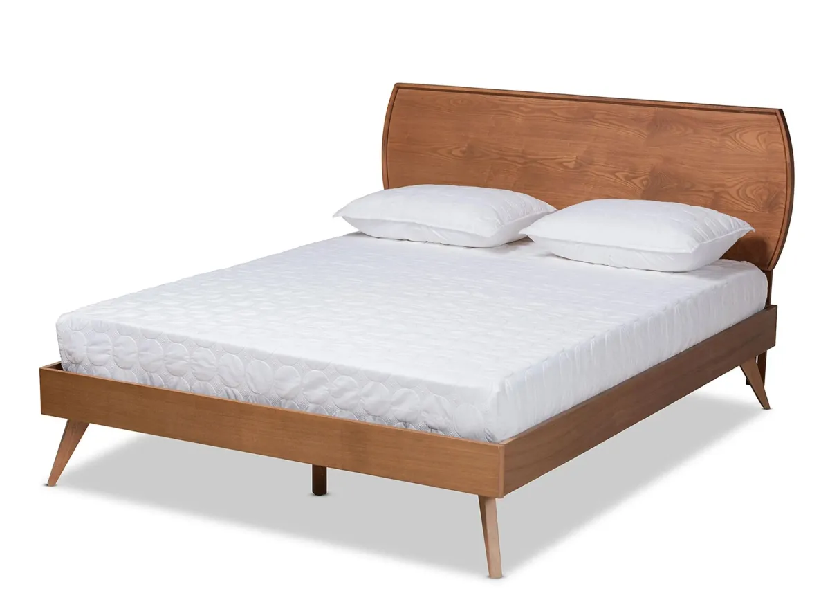 Aimi Mid-Century Queen Size Platform Bed in Walnut Brown by Wholesale Interiors