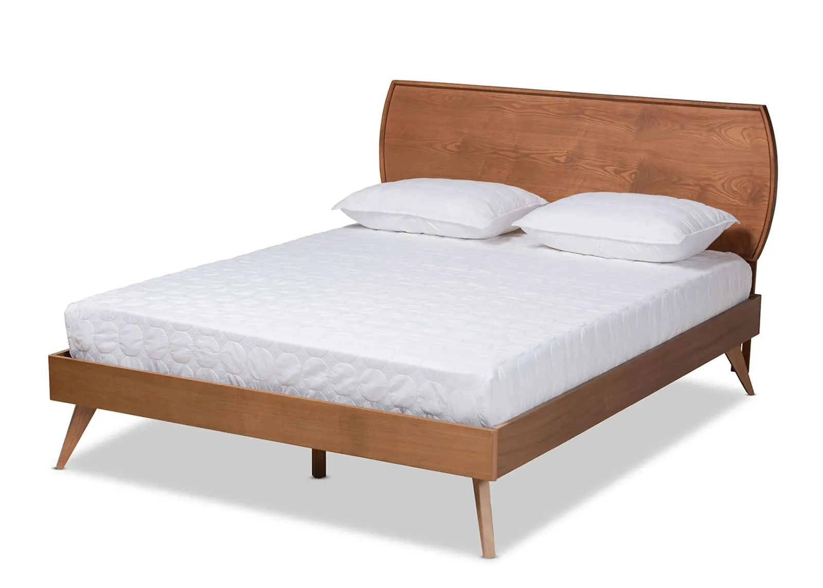 Aimi Mid-Century Queen Size Platform Bed in Walnut Brown by Wholesale Interiors