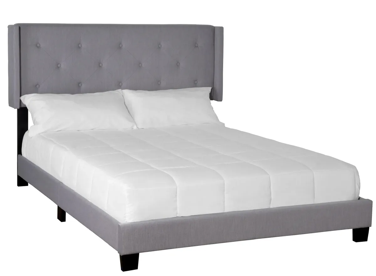 Lyla Upholstered Bed in Light Gray by Bernards Furniture Group