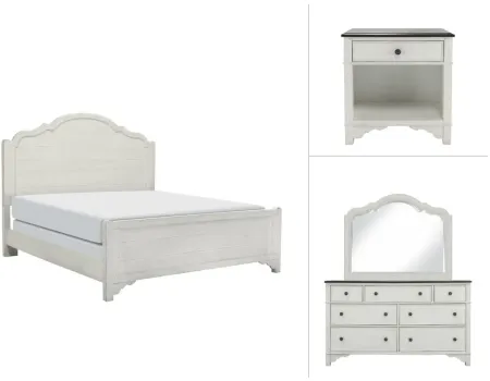 Colette 4-pc. Bedroom Set in Feathered White / Rich Charcoal by Riverside Furniture