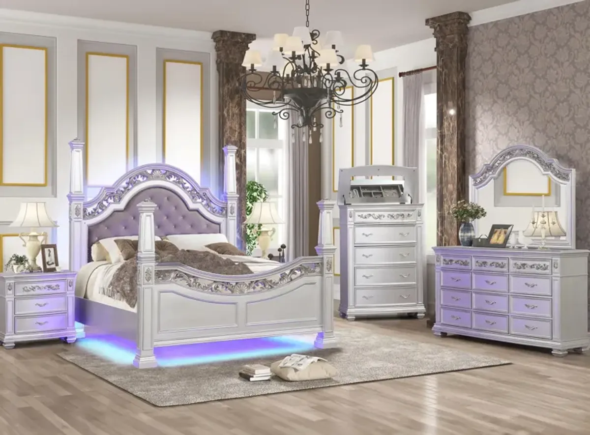 Valentina 4-pc. Bedroom Set in Silver by Cosmos Furniture