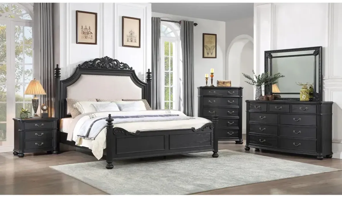 Kingsbury 5-pc. Bedroom in Charcoal Black / White/Gray by Crown Mark