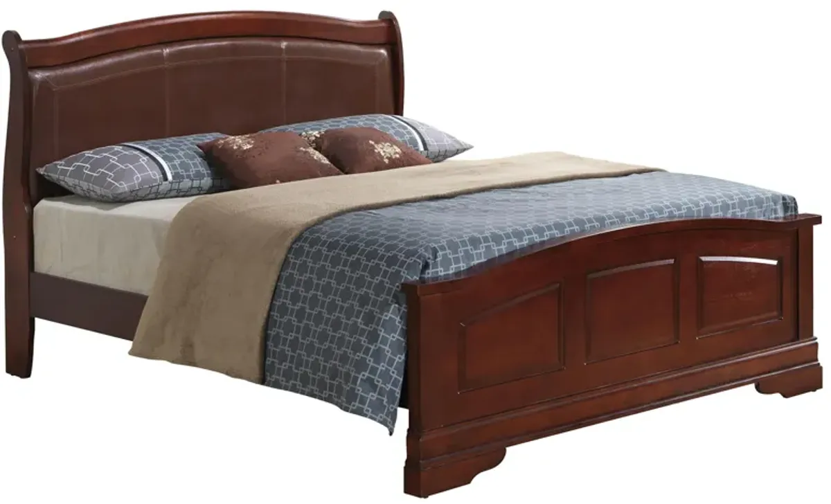 Rossie Upholstered Panel Bed in Cherry by Glory Furniture