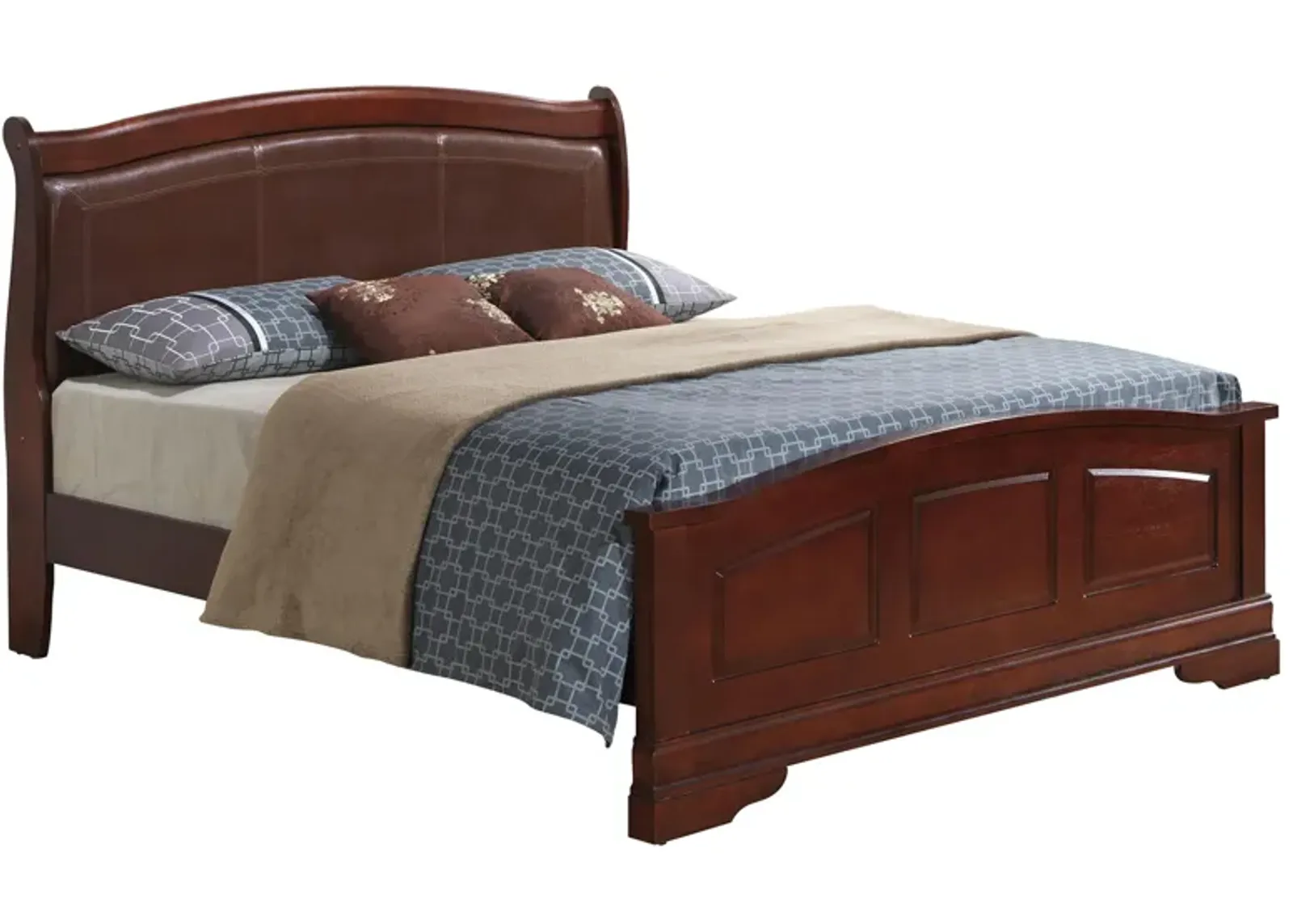 Rossie Upholstered Panel Bed in Cherry by Glory Furniture