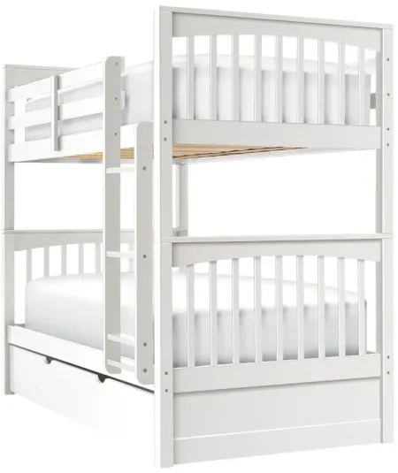 Jordan Twin-Over-Twin Bunk Bed w/ Trundle in White by Hillsdale Furniture