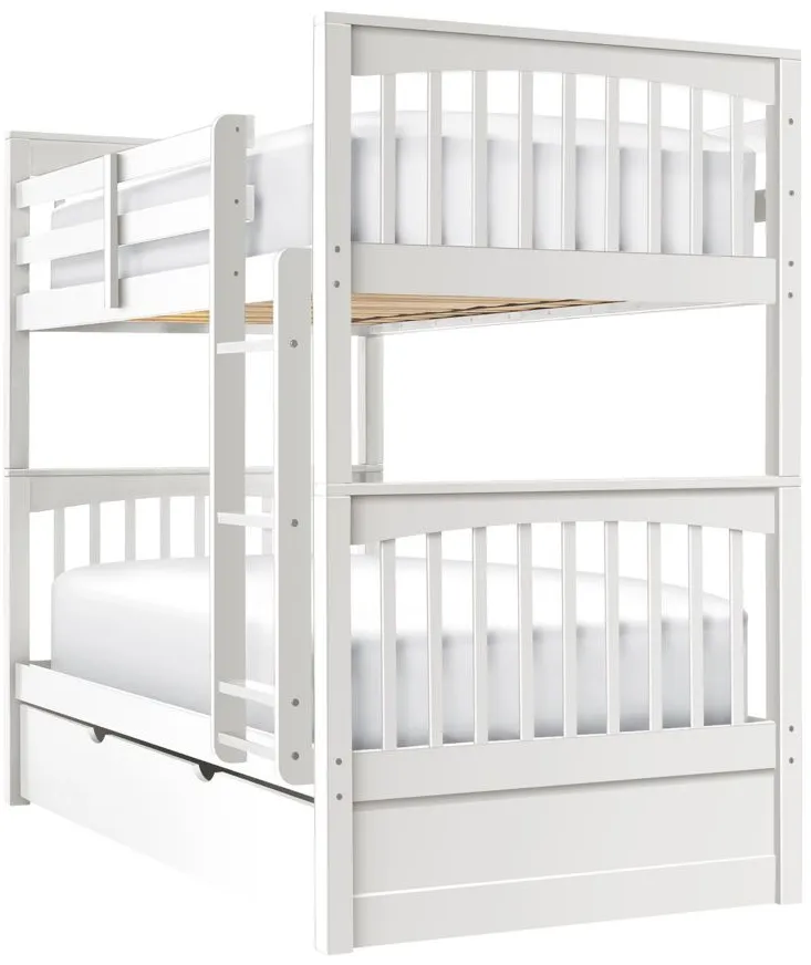 Jordan Twin-Over-Twin Bunk Bed w/ Trundle in White by Hillsdale Furniture